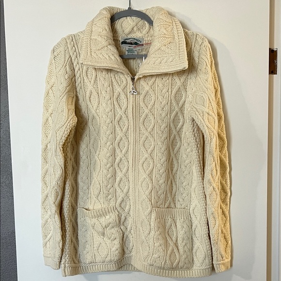 Aran Crafts Cream Cable Knit Cardigan
